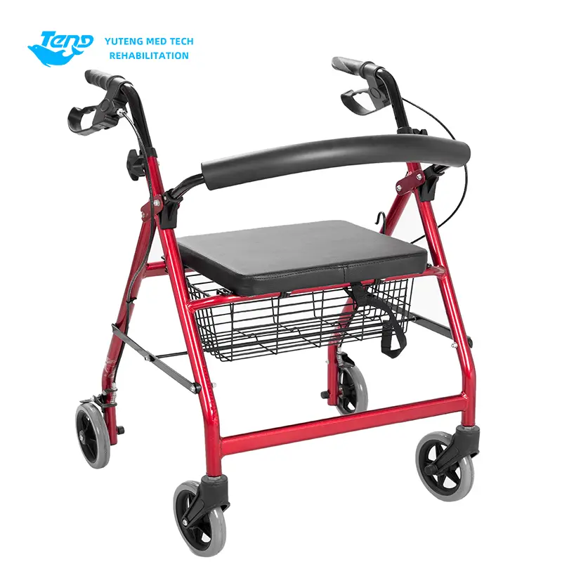 Plieno vaikštynių rollator su sėdyne